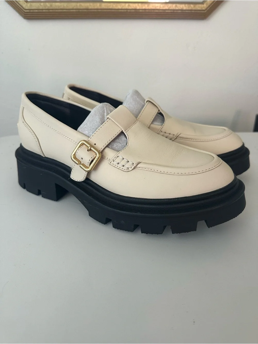NIB Circus by Sam Edelman Payson Cream Leather Lug Sole Loafer